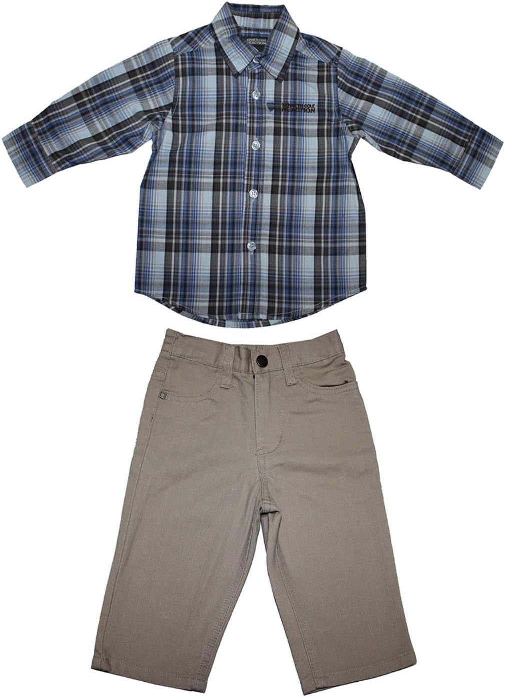 2 PCS Set: Kenneth Cole Reaction Toddler Boys Plaid Shirt & Pants Set