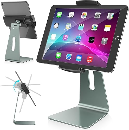 AboveTEK Elegante soporte para tableta, soporte de aluminio para tabletas de 7 a 13 pulgadas, quiosco de escritorio compatible con iPad Pro Air