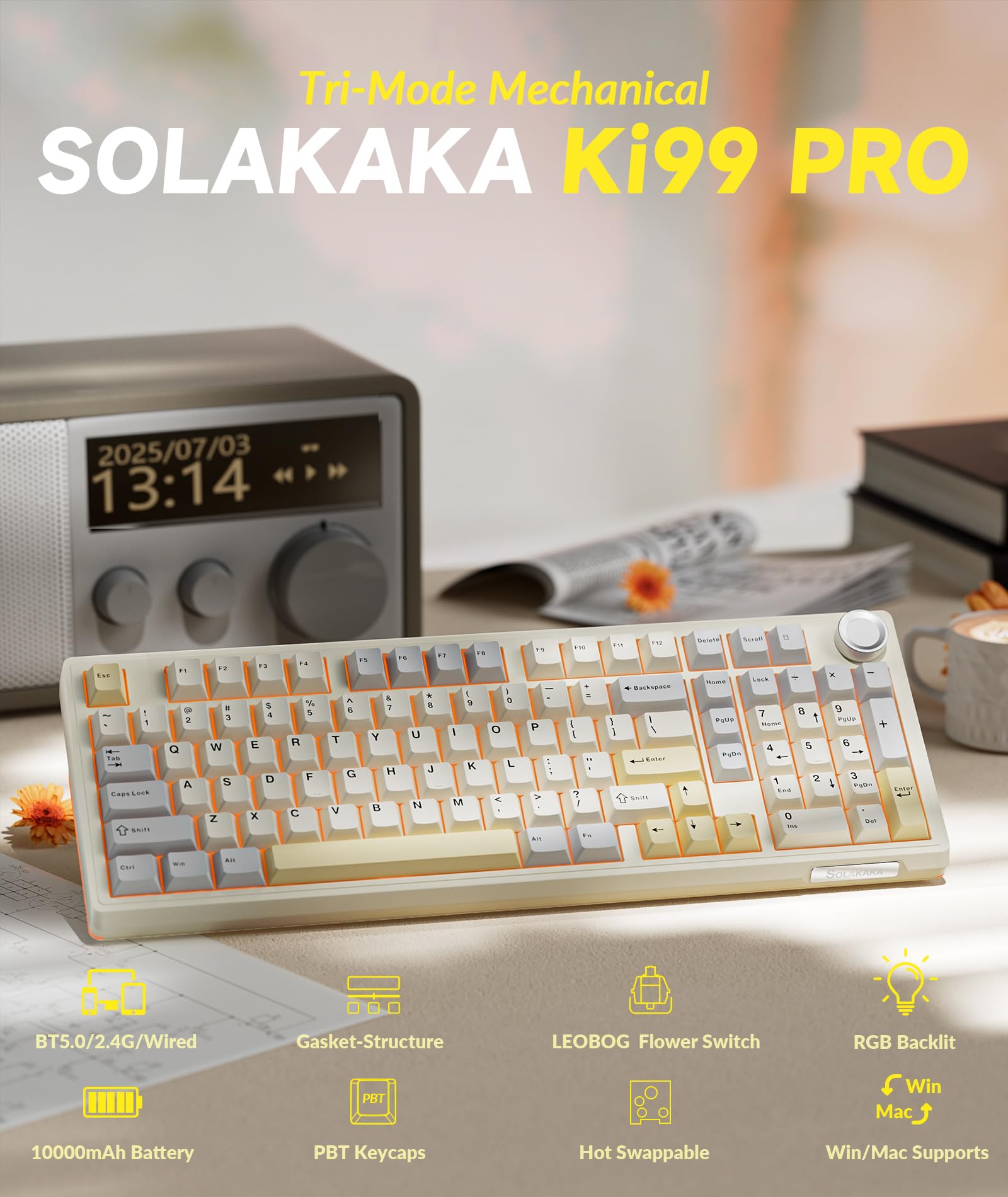 Amazon.com: SOLAKAKA KI99 Pro 96% Wireless Gaming Keyboard, RGB