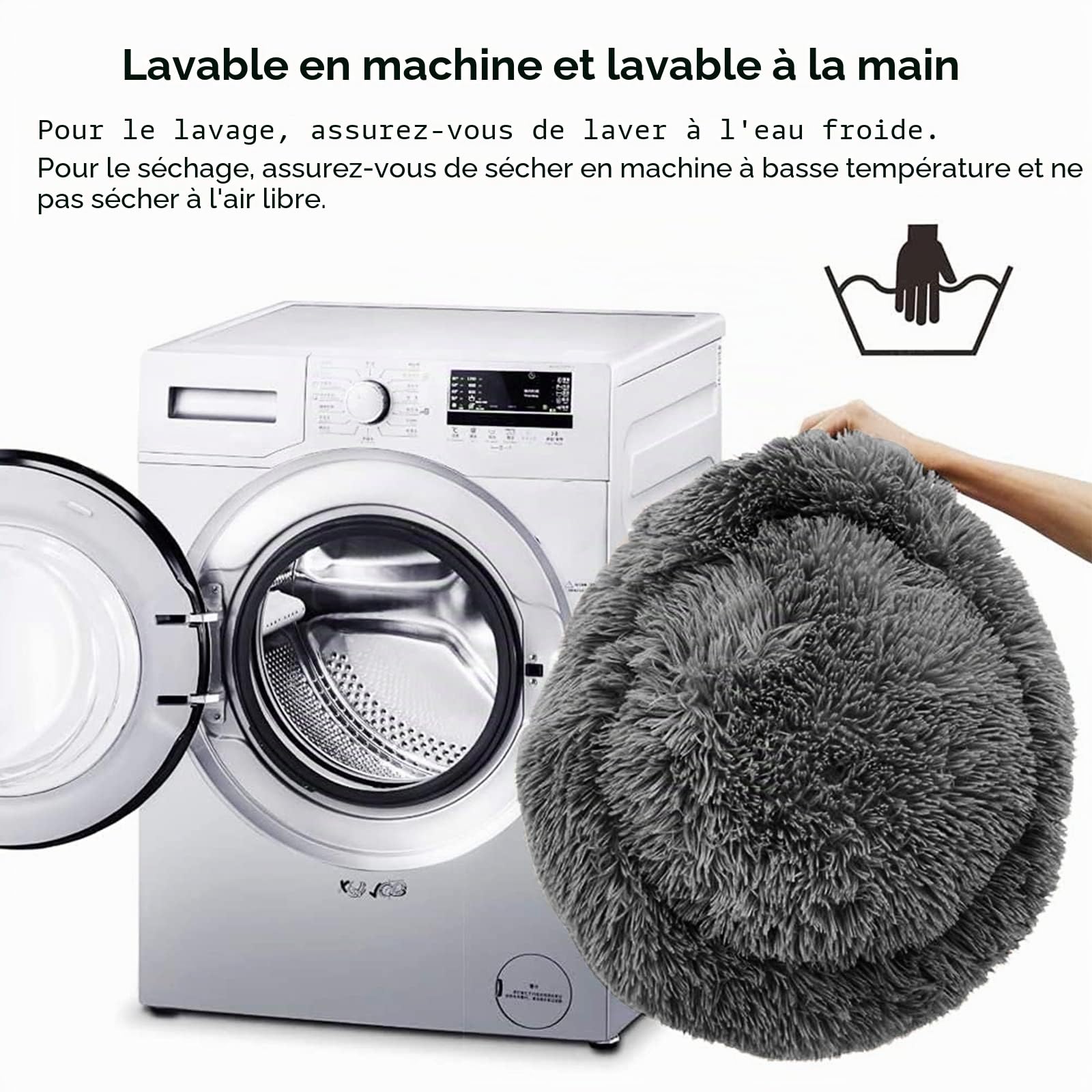 Nisrada Lit pour Chiens de Petite, Moyenne et Grande Taille, 80cm, lit Rond, Confortable et Doux pour Animal de Compagnie avec Fond antidérapant