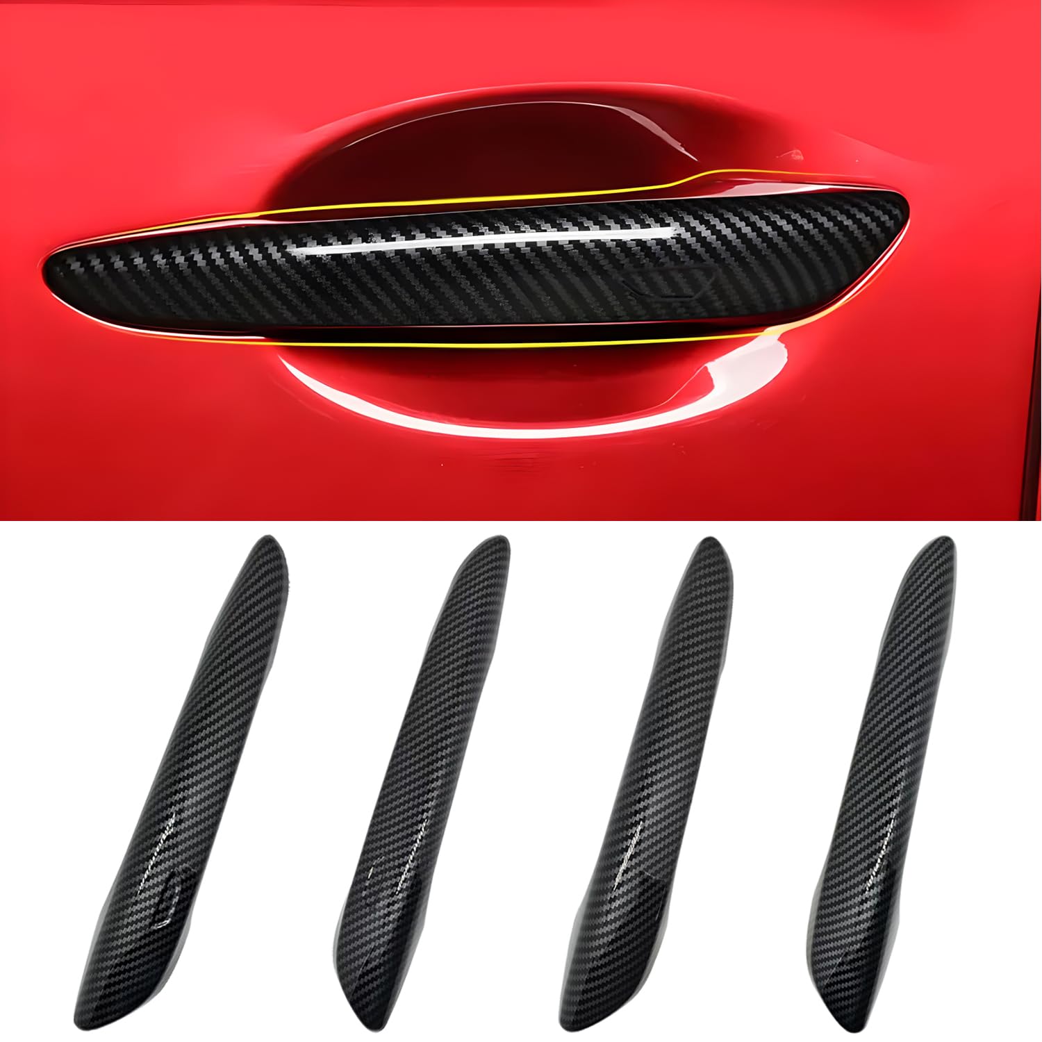 Kit 8 Pezzi Di Protezione Maniglie Auto In Fibra Di Carbonio Per Mazda CX-5, CX-30, Mazda 3, 6, MX-30, CX-60 2018-2025, Antigraffio E Antiusura, Nero Con Adesivo