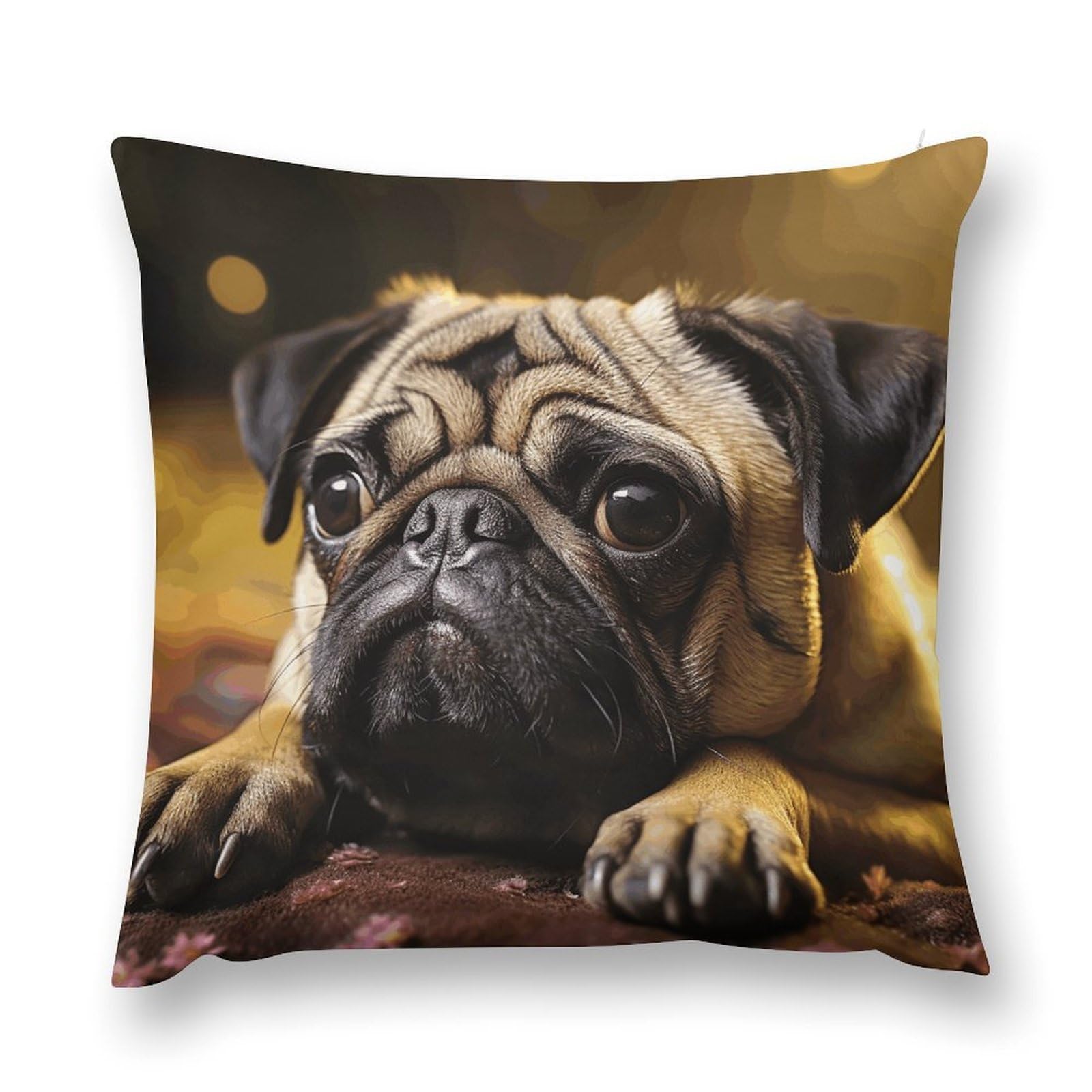 asbwuo Plush Pillow Case Cry Pug Decorative Throw Pillowcase Soft Cozy Cushion Pillow Cover for Bed Couch Sofa