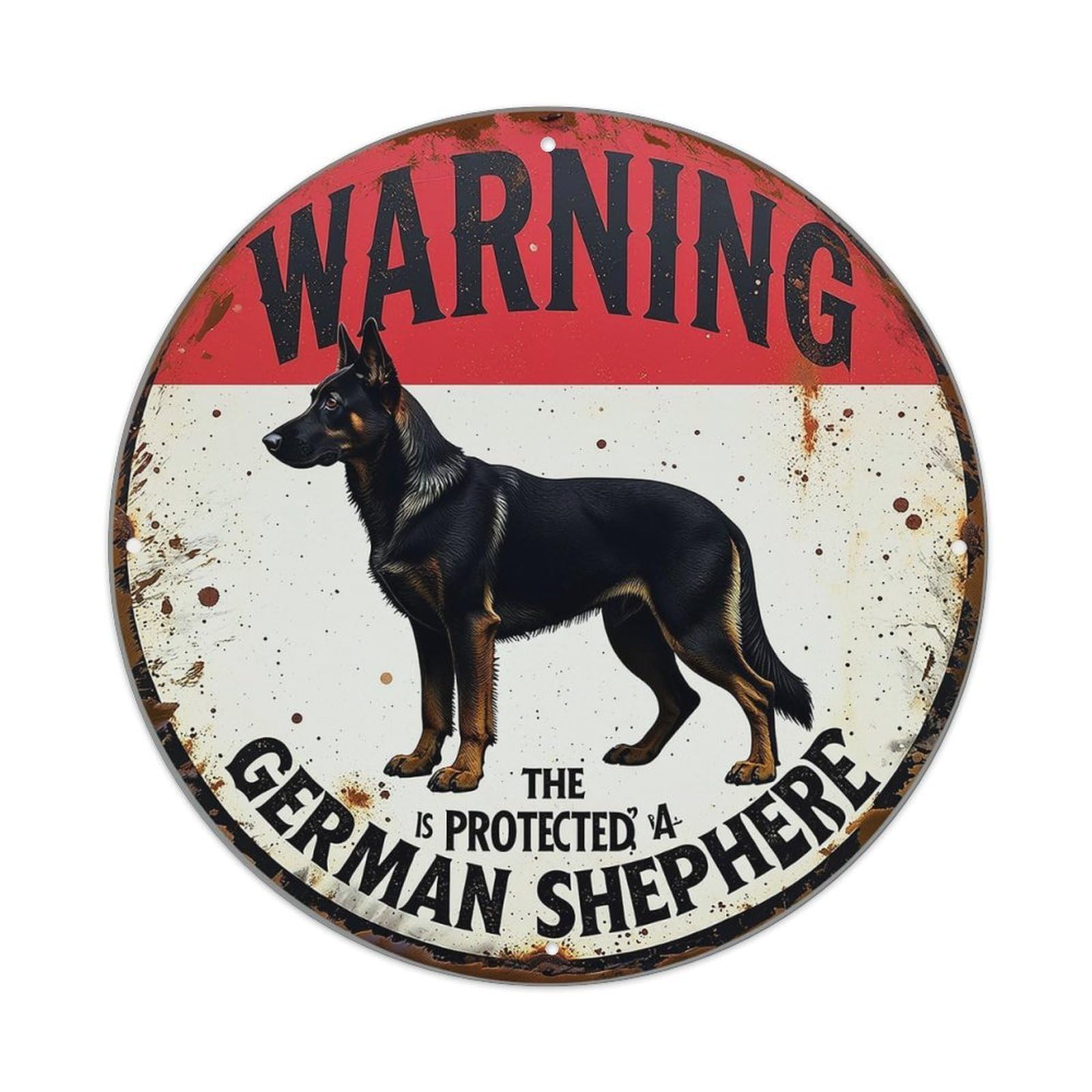 Warning German Shepherd Protected Sign Tin Sign Metal Poster Vintage Metal Signs for Home Man Cave Bar Cafe Kitchen laundry room Wall Decorations 8x8 inches