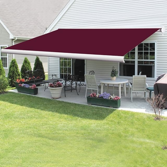 Full Cassette Electric Remote Controlled Retractable Garden Patio Canopy Awning 4x3M Wine Red