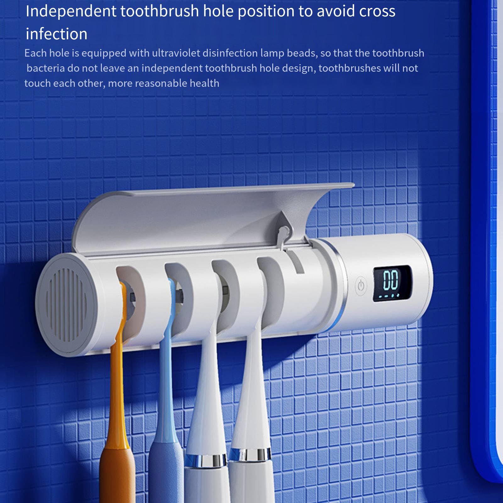 Soportes para cepillos de dientes para baño, Sensor inteligente, apertura automática, esterilización ultravioleta UV, soporte para cepillos de dientes sin perforación