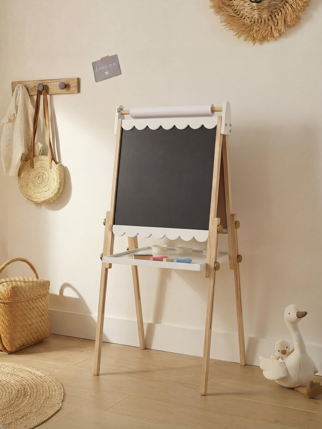 VERTBAUDET Faltbare und höhenverstellbare Tafel, 3-in-1, Weiß, TU