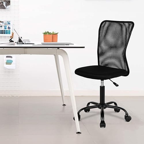 Miniatura 2 de Silla de oficina en casa, silla de escritorio de malla con respaldo medio, silla de computadora sin brazos, silla giratoria ergonómica, soporte de