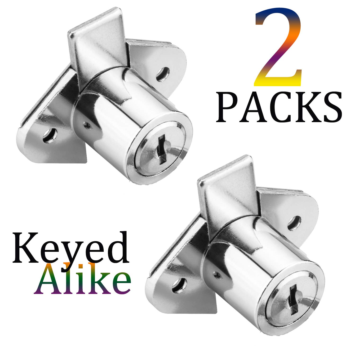 801 Office Furniture Drawer Lock Cabinet Door Locker with 2 Keys 888 (2 Packs, Chrome, keyed alike2)