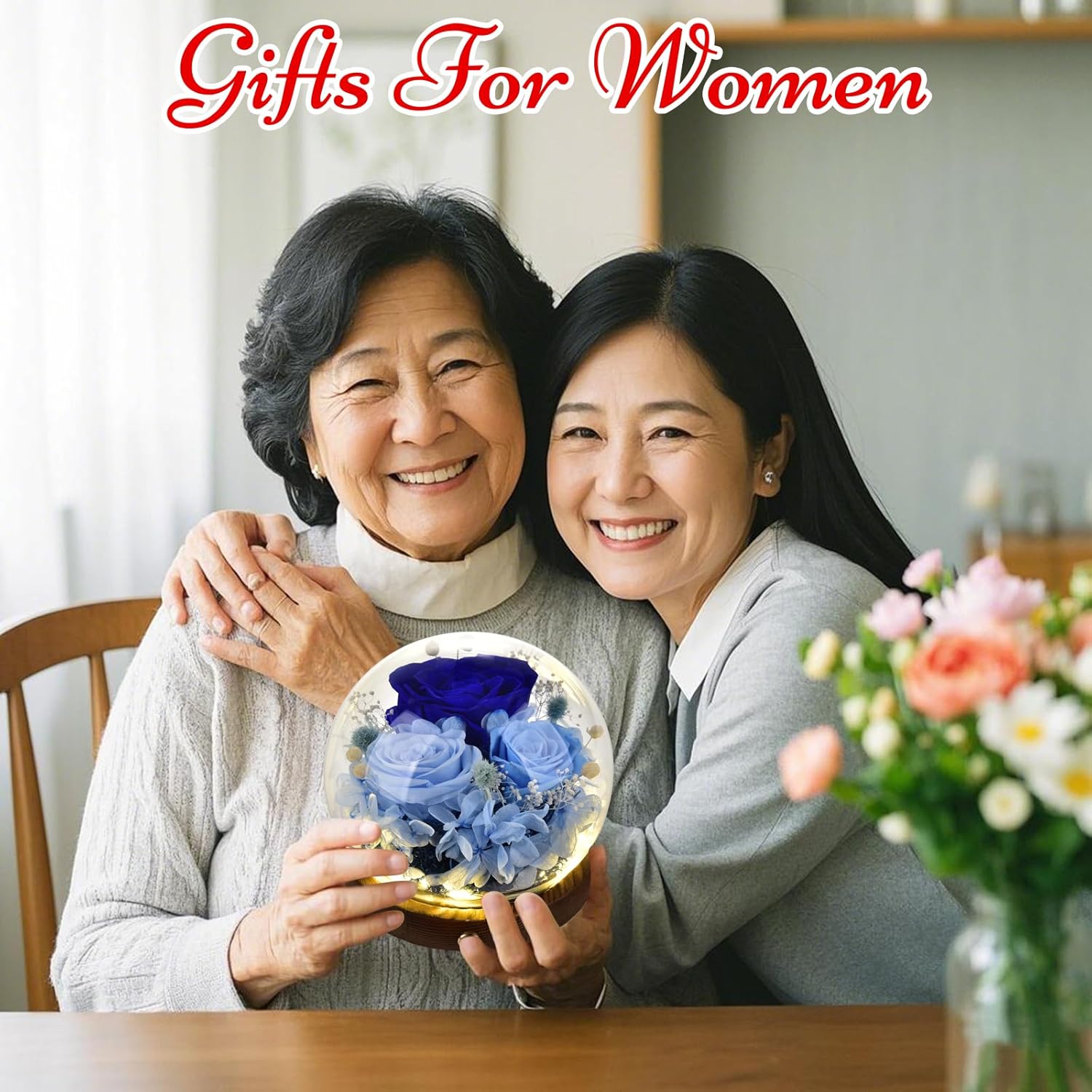 Preserved Eternal Blue Real Rose Gift Box Long-Lasting Real Flowers for Women Mom Wife Girlfriend Grandma Mother's Day Anniversary Birthday - Image 5