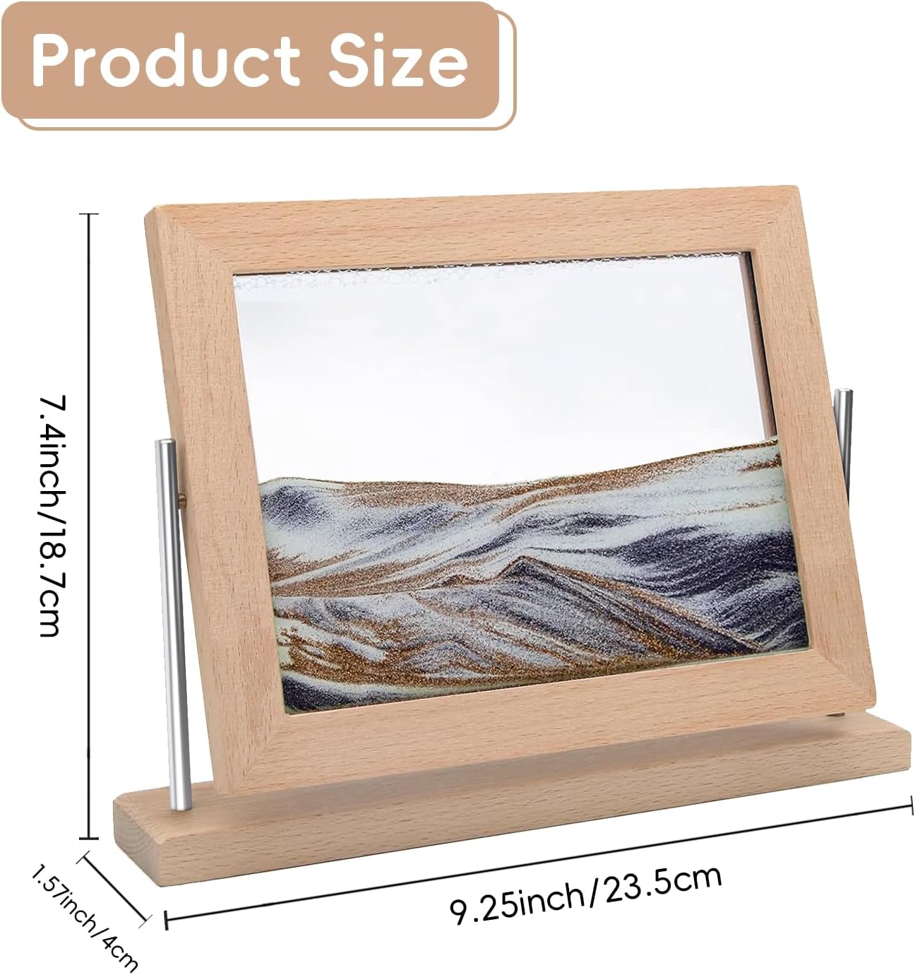 Auysbytdd Moving Sand Art Picture, 3D Dynamic Sand Picture, Desktop Moving Sand Art for Home Decor and Office (Gold) - Image 2