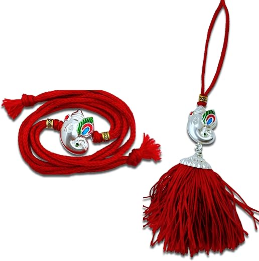 SIVTRA 925 Pure Silver Bhaiya Bhabhi Rakhi Combo Gift Set For Men and Women, Lumba Rakhi Set