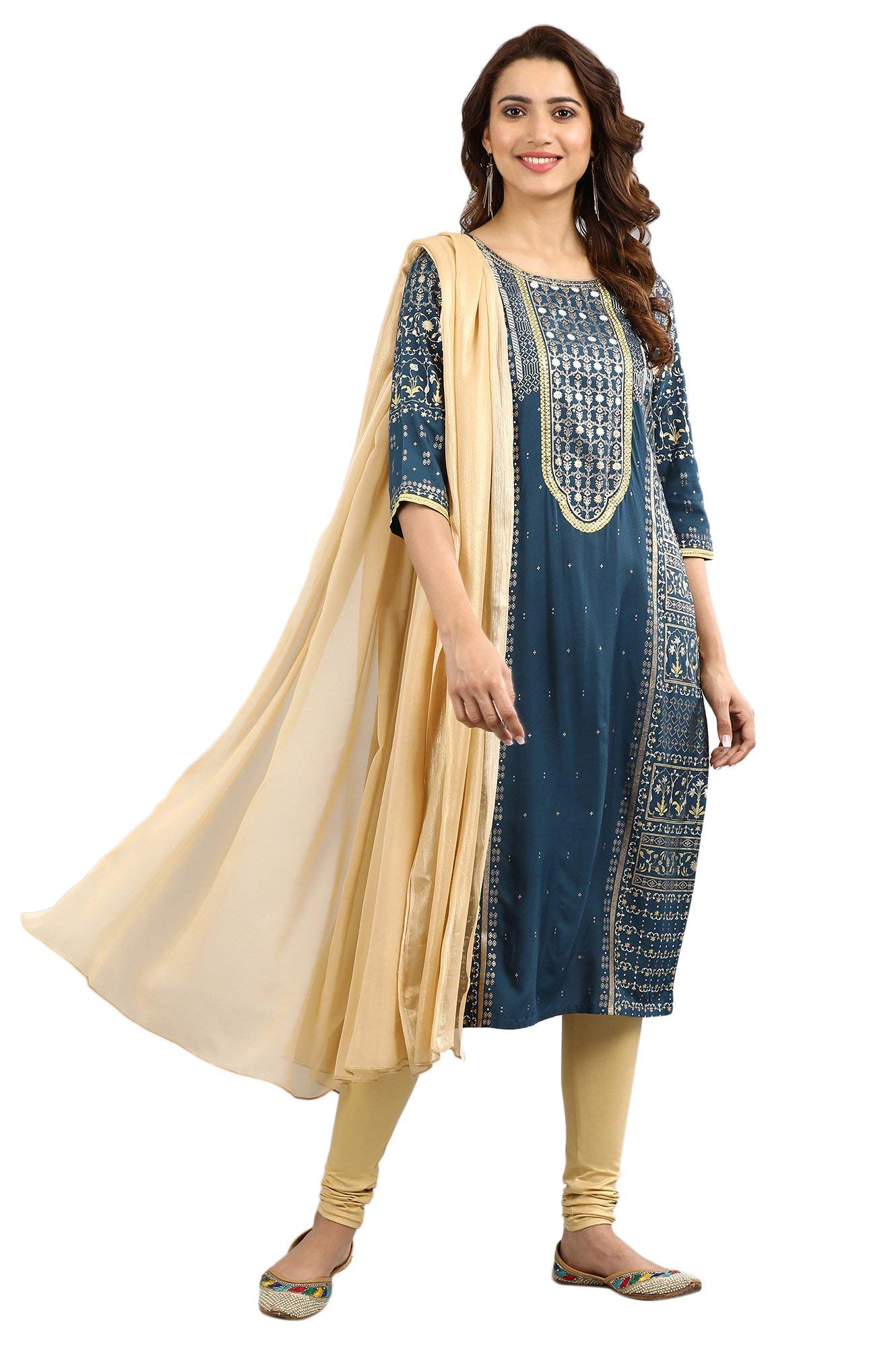 AureliaWomens Round Neck Printed Kurta