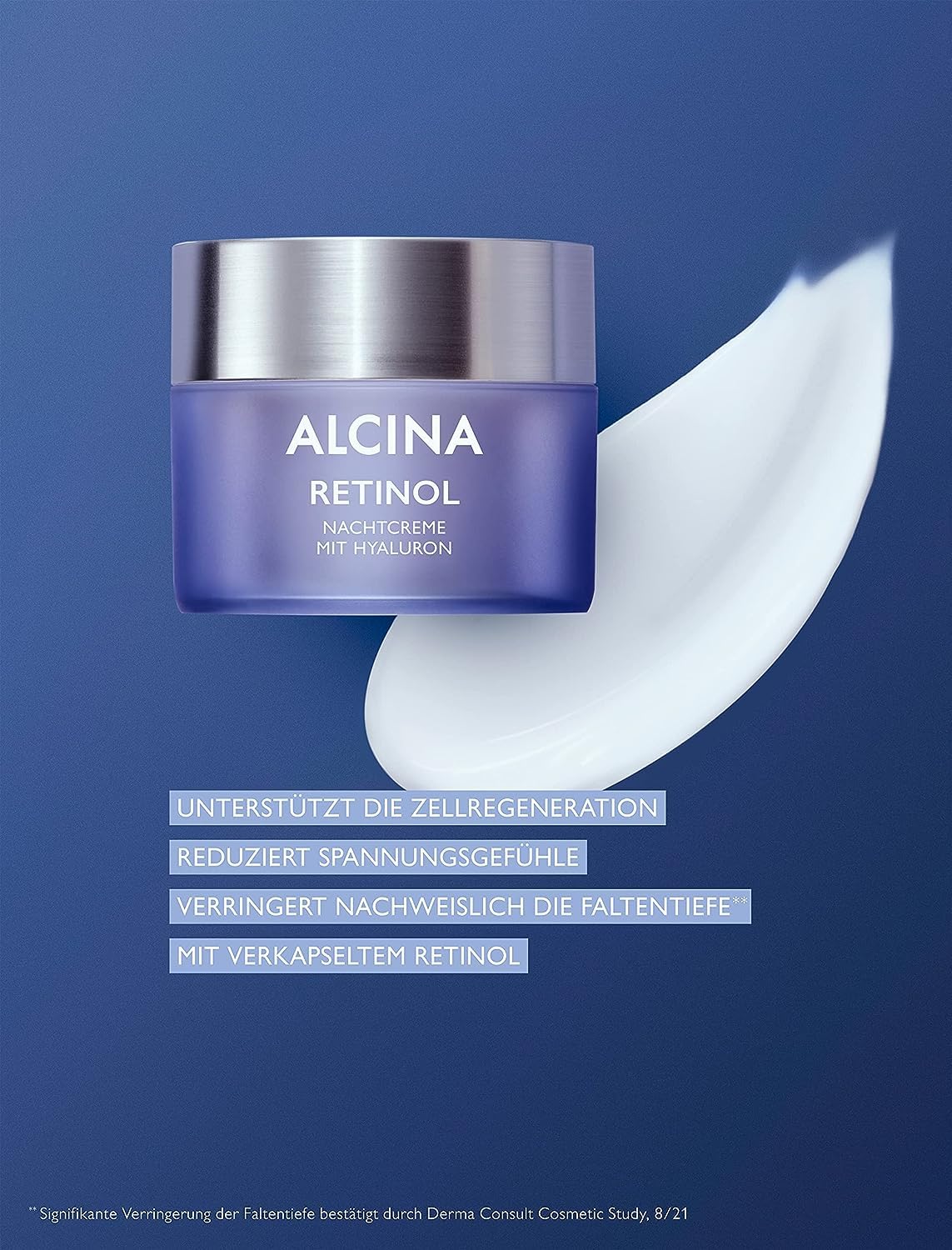 ALCINA Krem na noc z retinolem – 1 x 50 ml – intensywny, pielęgnujący krem do twarzy dla gładszej i jędrniejszej skóry – wspomaga regenerację komórek podczas snu – z kwasem hialuronowym i masłem shea