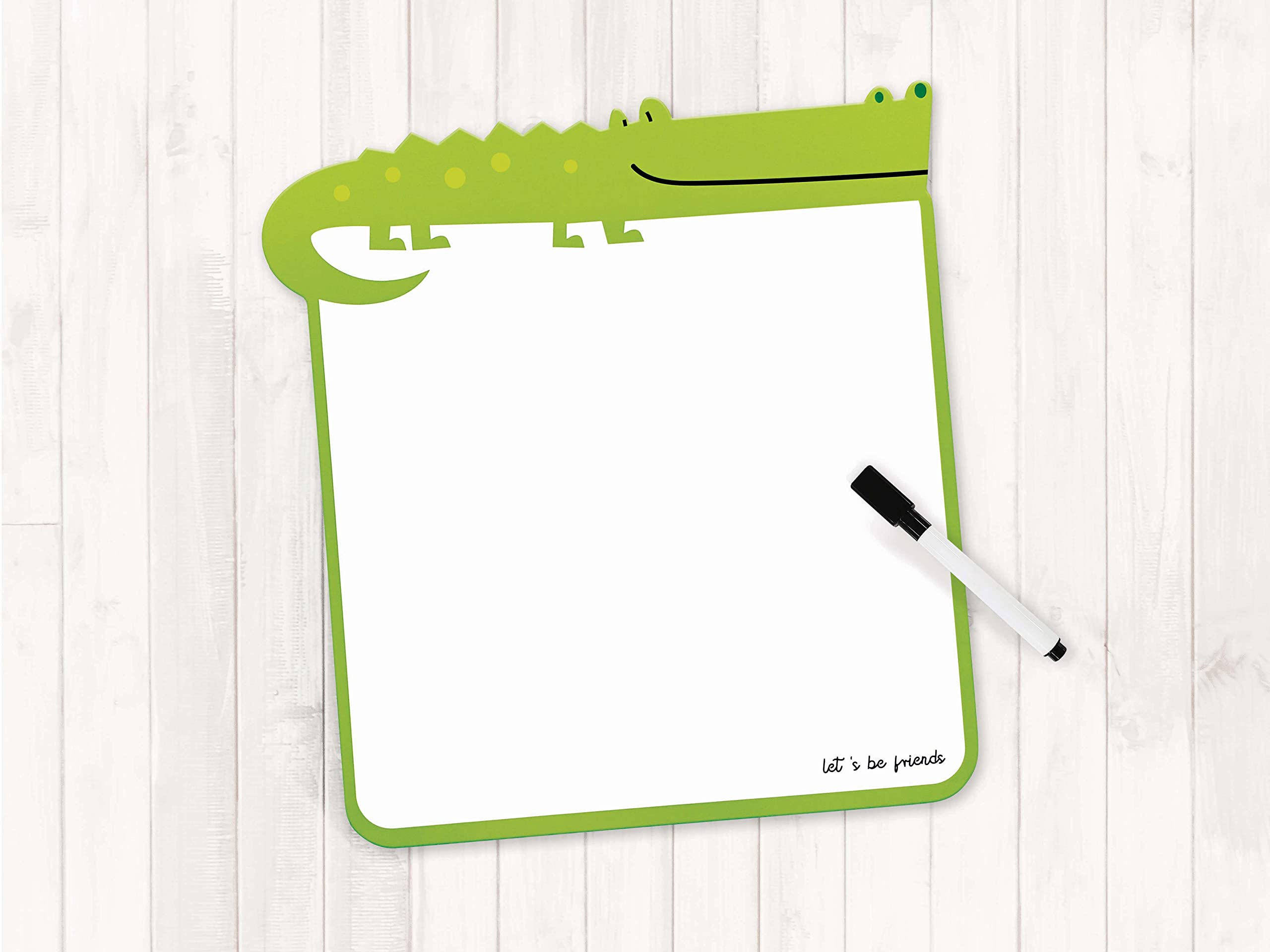 Dry Wipe Whiteboard with Black Marker - A4 - for Kids - 28 x 30 cm - Funny Shape - Crocodile - Image 2