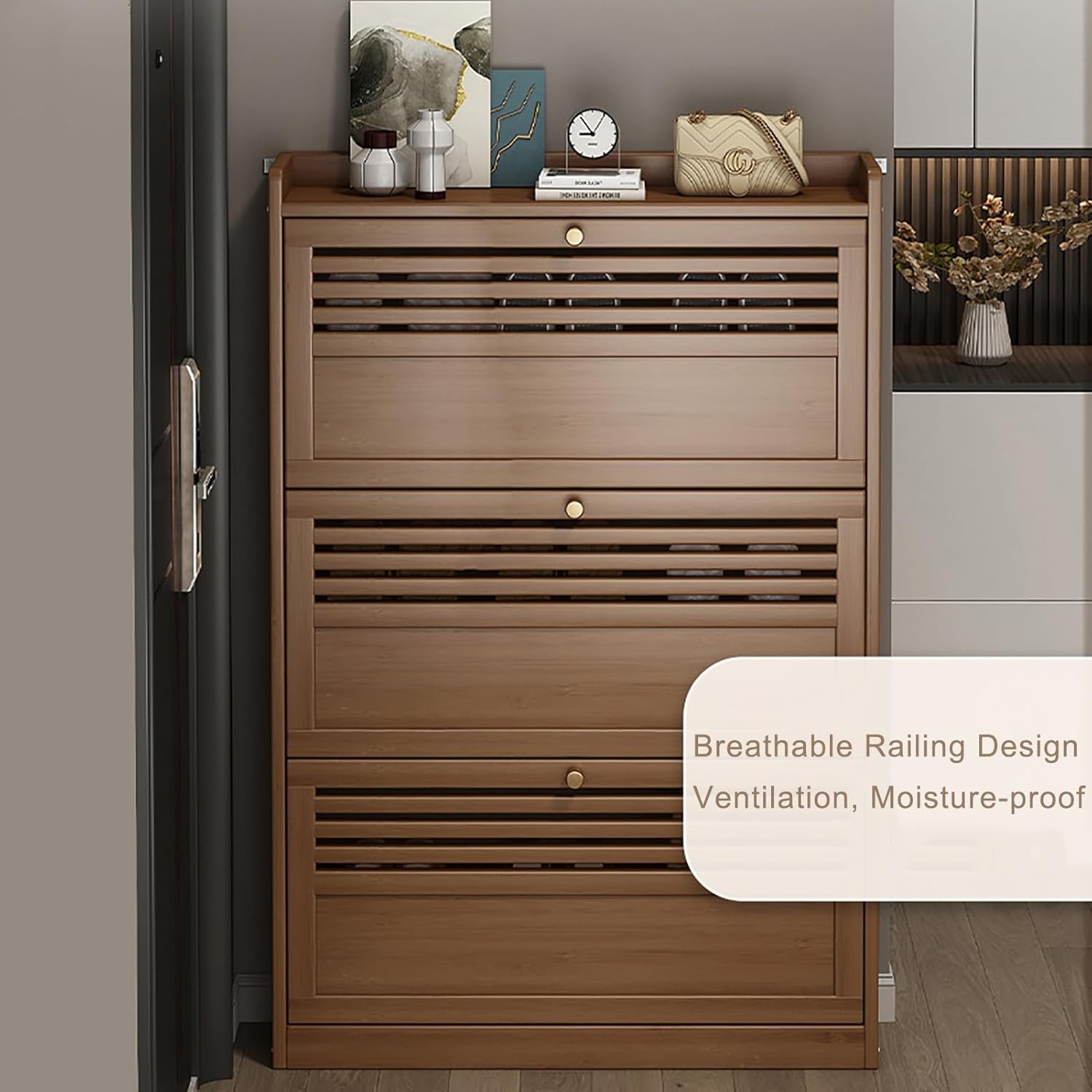 Narrow Shoe Cabinet Entryway Cabinet Shoe Storage Cabinet Hidden Slim Shoe Closet Flip Drawers Shoe Rack Cabinet (Color : 2 Layers, Size : 50cm)