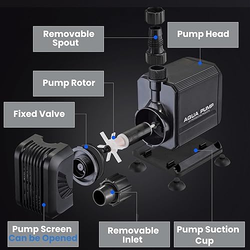 Miniatura 3 de Bomba de agua sumergible de 900 GPH de 45 W y tubo de 10 pies para caja de cascada de vertedero POND BOSS de 8 pulgadas de ancho