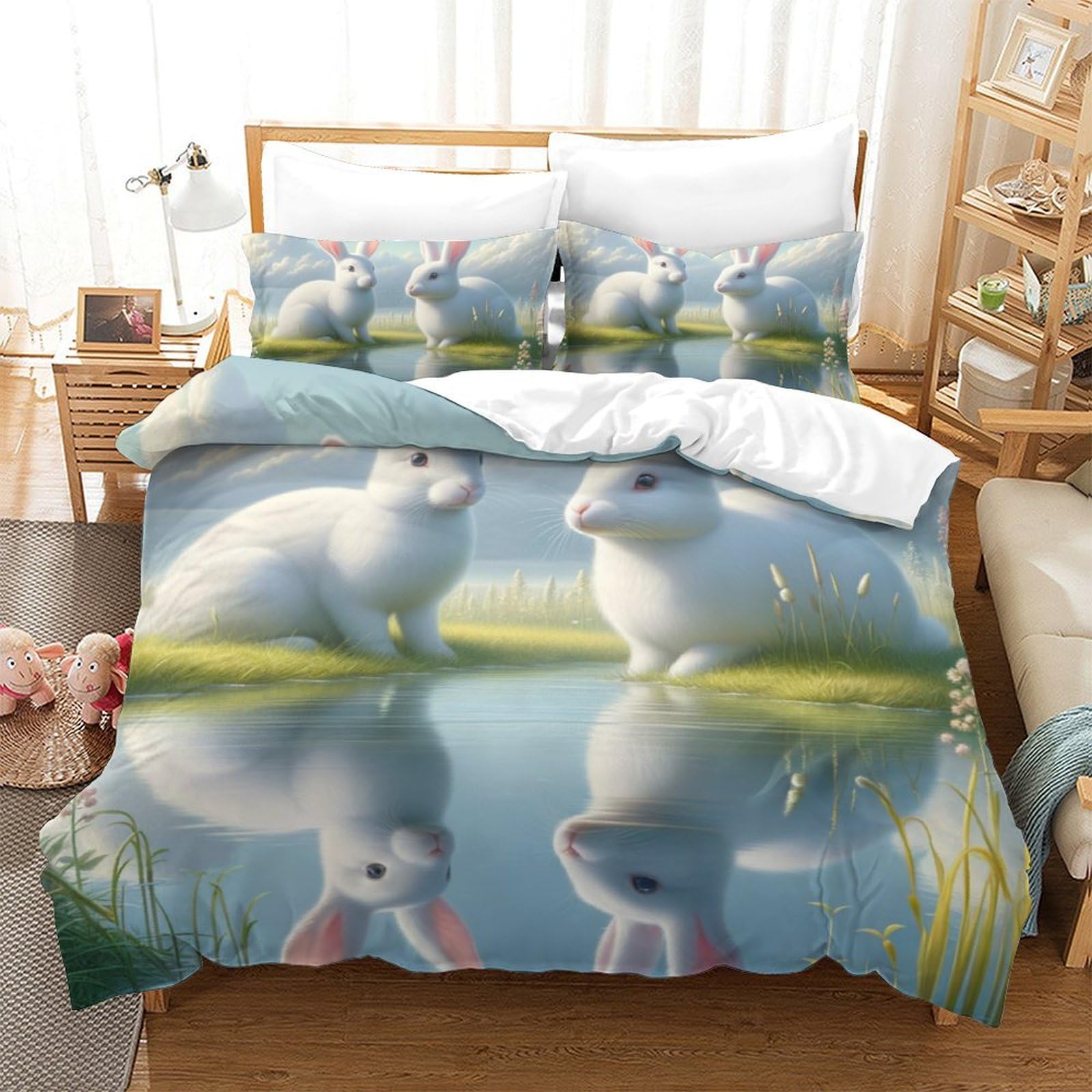 Housse de couette lapin 3D le cadeau parfait pour décorer une chambre de fille
