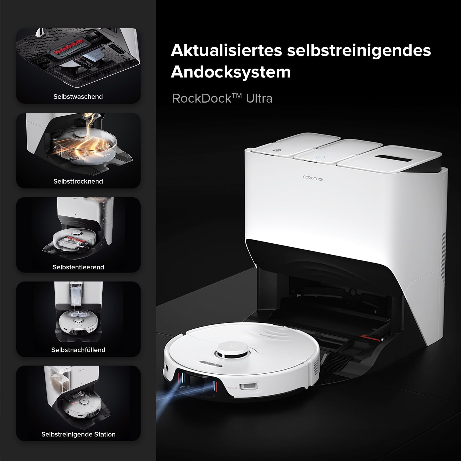 roborock S8 Pro Ultra Saugroboter mit Wischfunktion Absaugstation, All-in-One-Dock, 3D-Hindernisumgehung, 6000Pa (Generalüberholt)