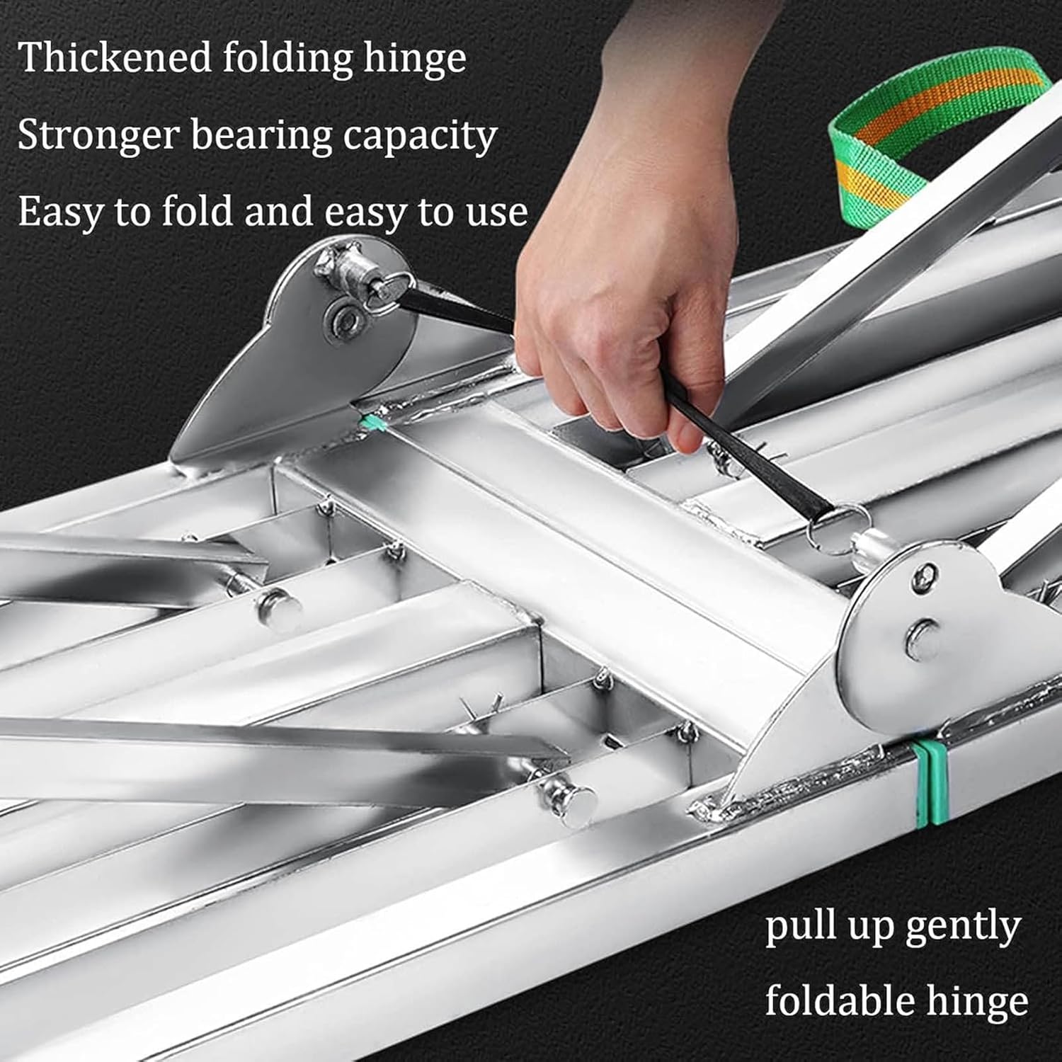 Portable Scaffolding Equipment, Step Ladders Multipurpose Folding Work Platform Scaffold Tower Stool Bench, Galvanized Steel Adjustable Height Scaffolding Equipment Tool-A(squaretubesurface)