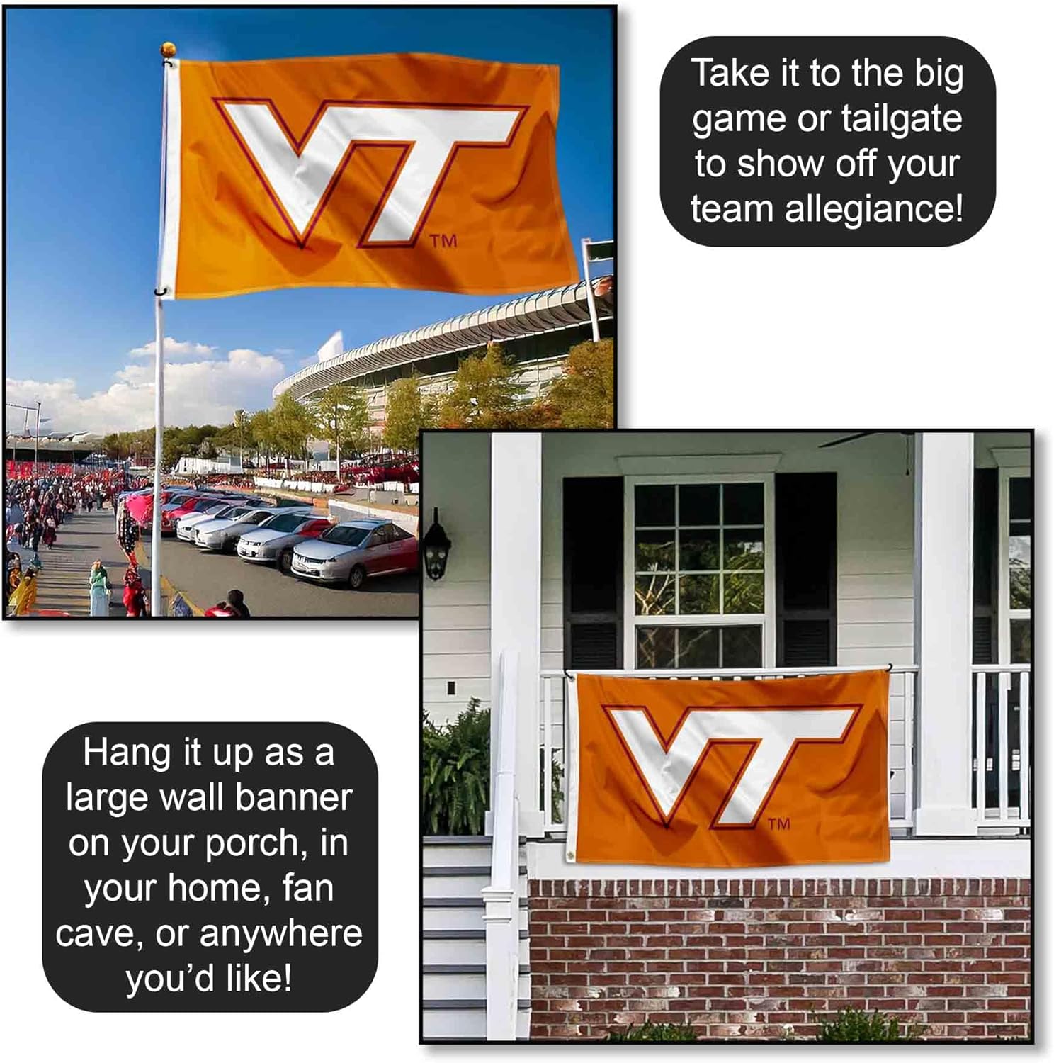 VA Tech Hokies Burnt Orange Flag - Image 4