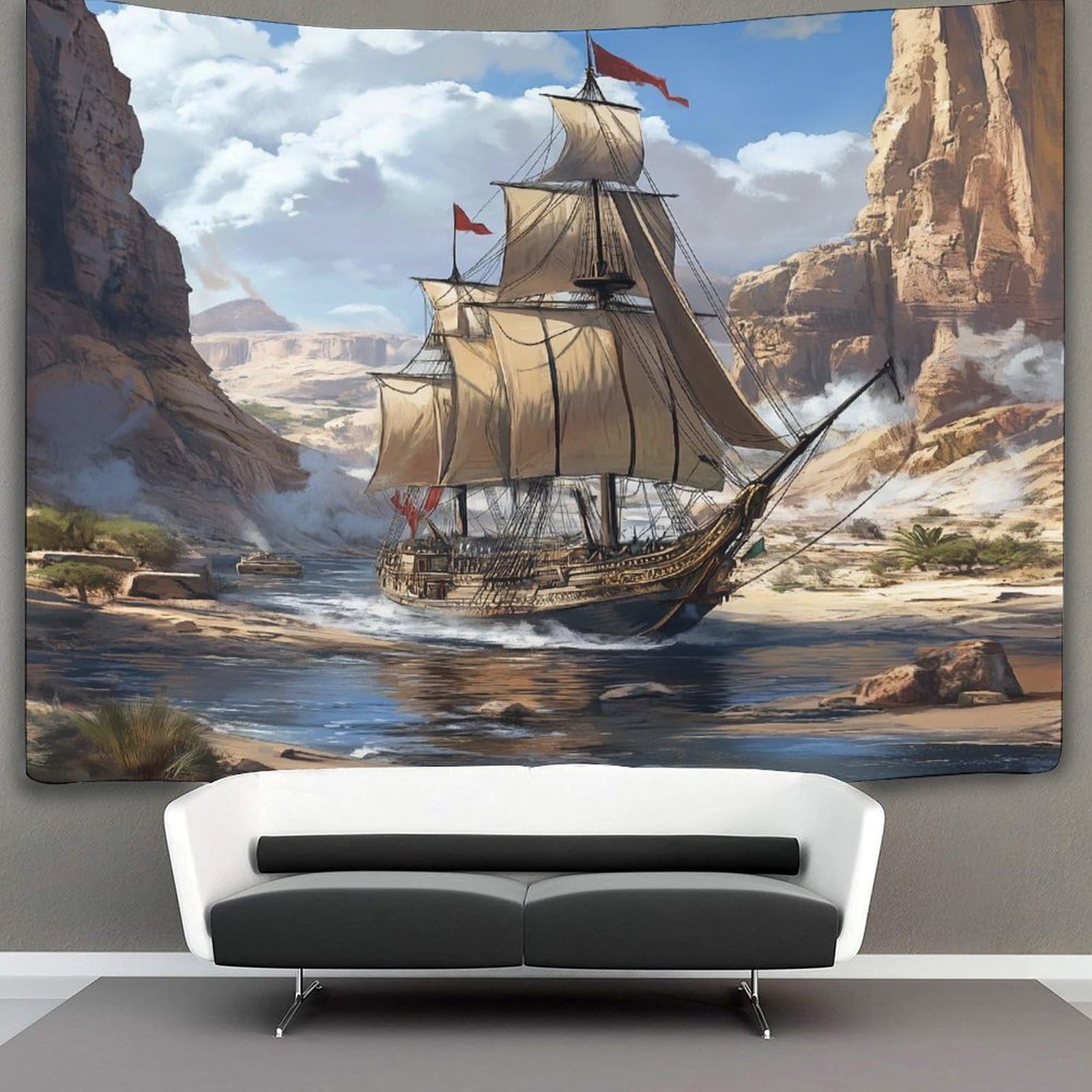 Kaiyun Style-7 150Cmx200cm Tapestry Frigate Tapestries Desert Background 3D Printing Wall Hanging Home Decorations