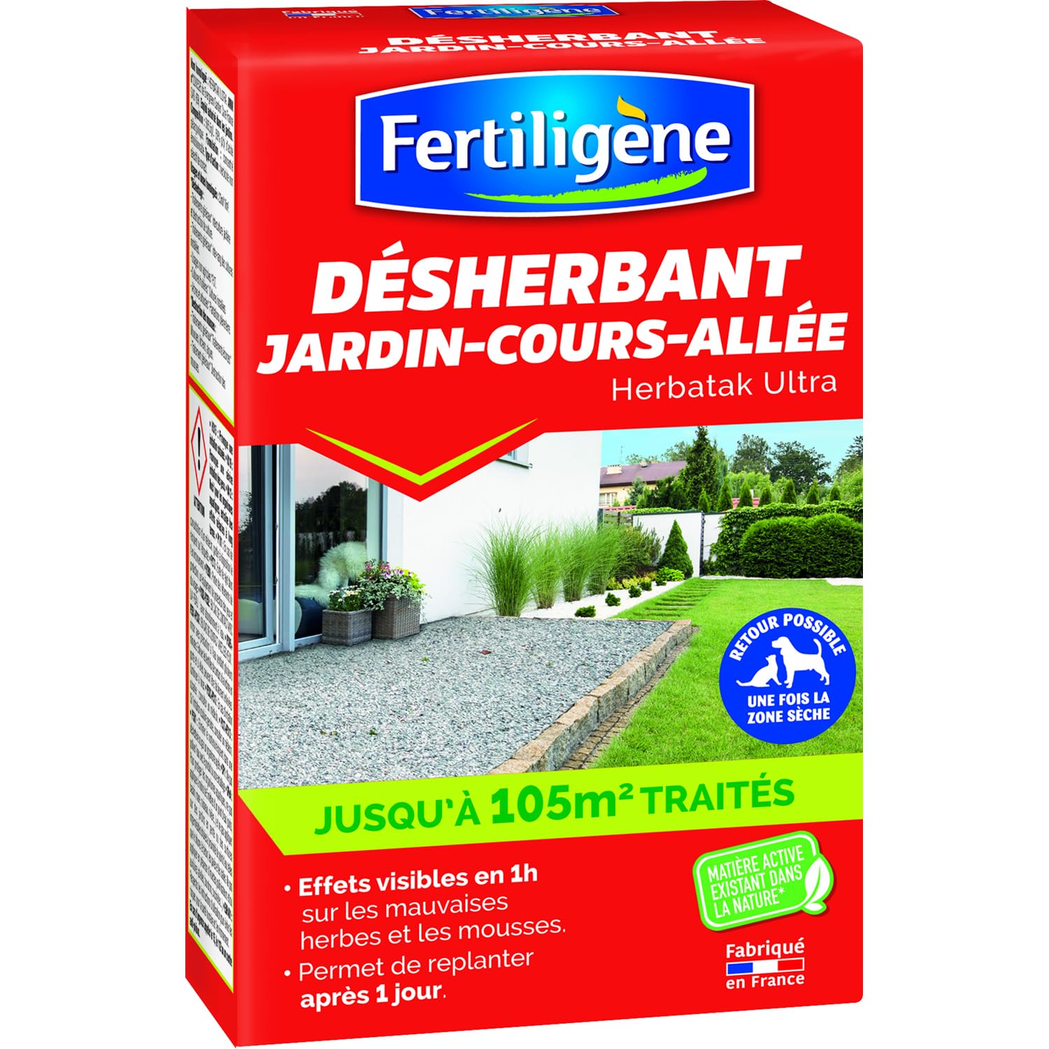 Fertiligène FDESA25N - Désherbant Ultra Concentré Jardin, Cours, Allées 250 ML - Détruit Rapidement Les Mauvaises Herbes et Les mousses - Composition Naturelle - Effets Visibles en 1h - Couvre 105 m²