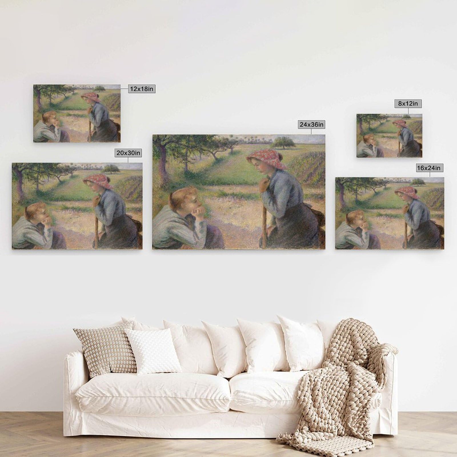 Camille Pissarro - Póster de dos jóvenes campesinas para pared, impresiones fotográficas, pinturas para decoración del hogar, 40,6 x 61 cm