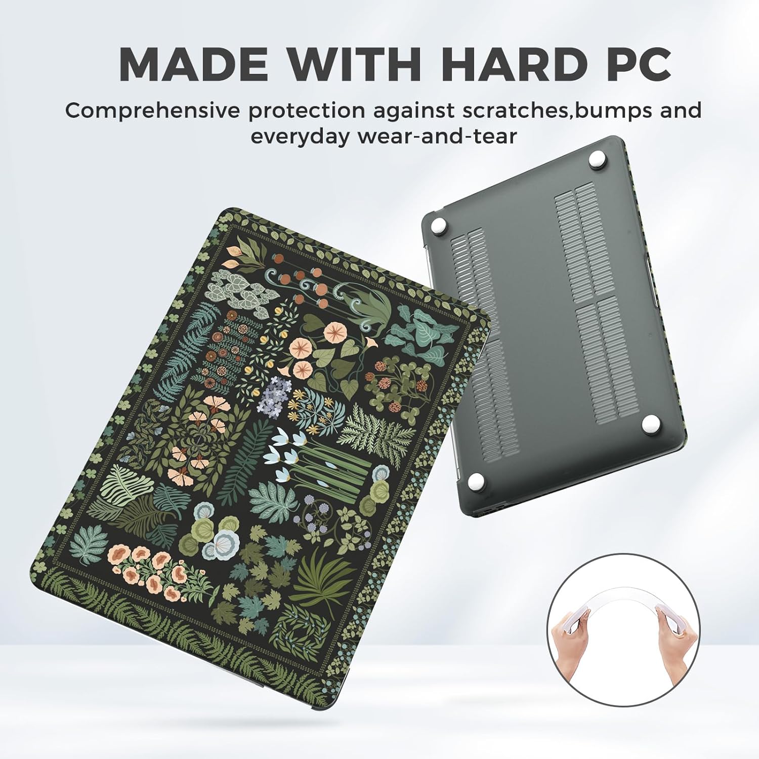 iCasso for MacBook Air 13 inch Case 2020 2019 2018 Release A2337 M1 A2179 A1932, Flower Hard Shell Protective Case for MacBook Air 13.3 inch + Keyboard Cover + Screen Film, Black - Image 3