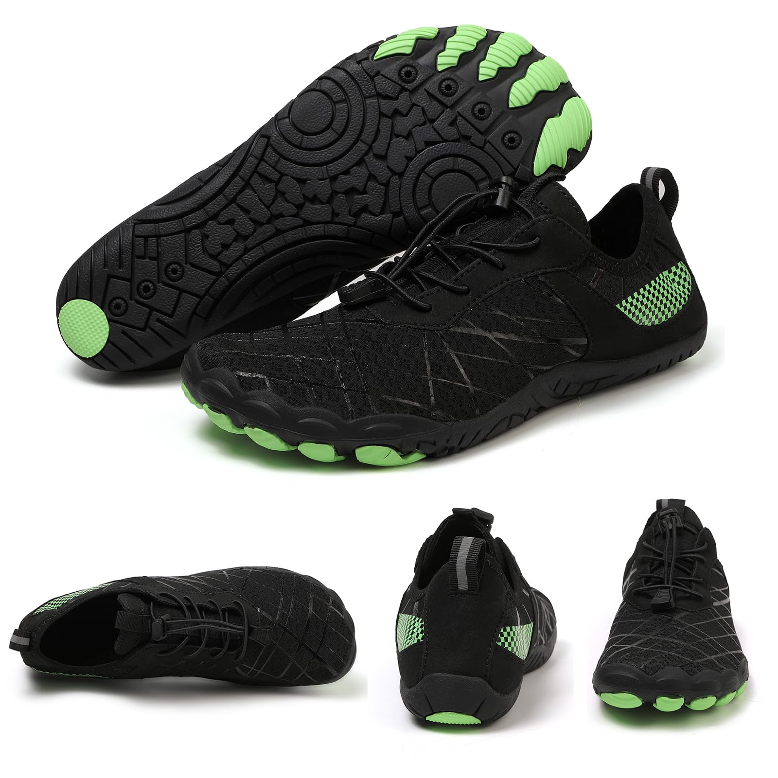 Rojeam Barefoot Water Shoes for Men Women Quick Drying Sports Aqua Socks, Black, 11.5 US