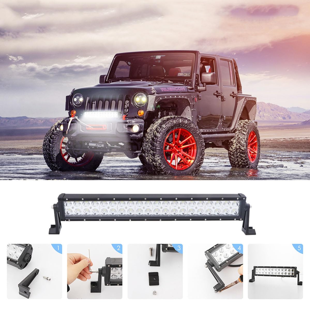 Barra LED Fuoristrada 200w 21 Pollici, Fascio Spot e Flood