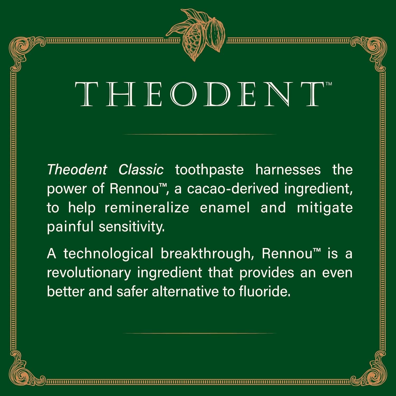 Theodent Classic Dentifricio - Senza Fluoro con Rennou - Cura dello Smalto ed Effetto Sbiancante - Senza SLS - Gusto Menta - Pacco da 2 (2 x 96,4 g)