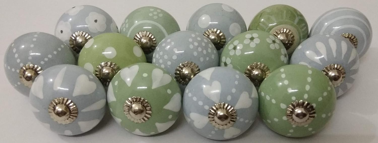 Zoya's 14 Shabby Chic Ceramic Cupboard Knobs Kitchen Door Knob Drawers Pulls K-130