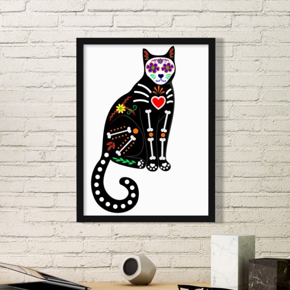 Cadre photo chat os cœur Halloween pour personnaliser un mur blanc avec un style sombre