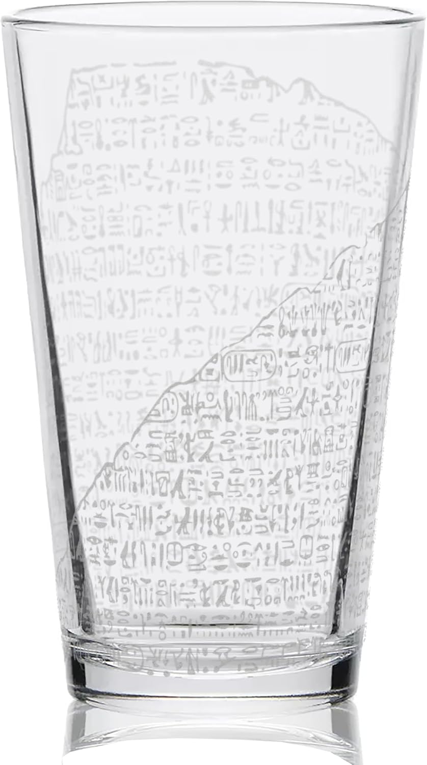 LumEngrave ROSETTA STONE Engraved 16oz Pint Glass | Ancient Artifact Laser Etched Glassware | Beer Gifts, Engraved Drinking Glass, Retirement Gift for Men, Great Birthday Gift Idea!