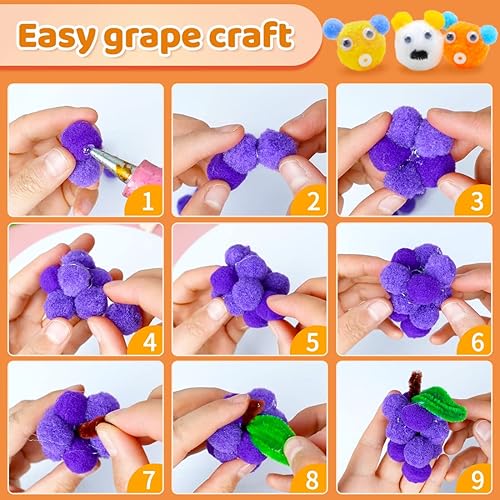 Miniatura 7 de Eppingwin 300 pompones multicolor de 1 pulgada + 90 pompones de 1.5 pulgadas, pompones para proyectos de manualidades y manualidades