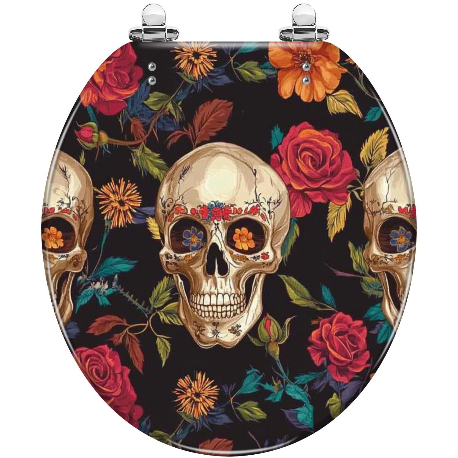 Tapa de inodoro de cierre suave con liberación rápida y diseño de calaveras
