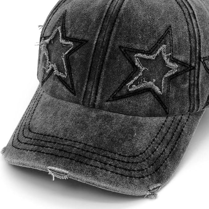 Gorro de moda vintage lavado unisex con estrellas miniatura 4