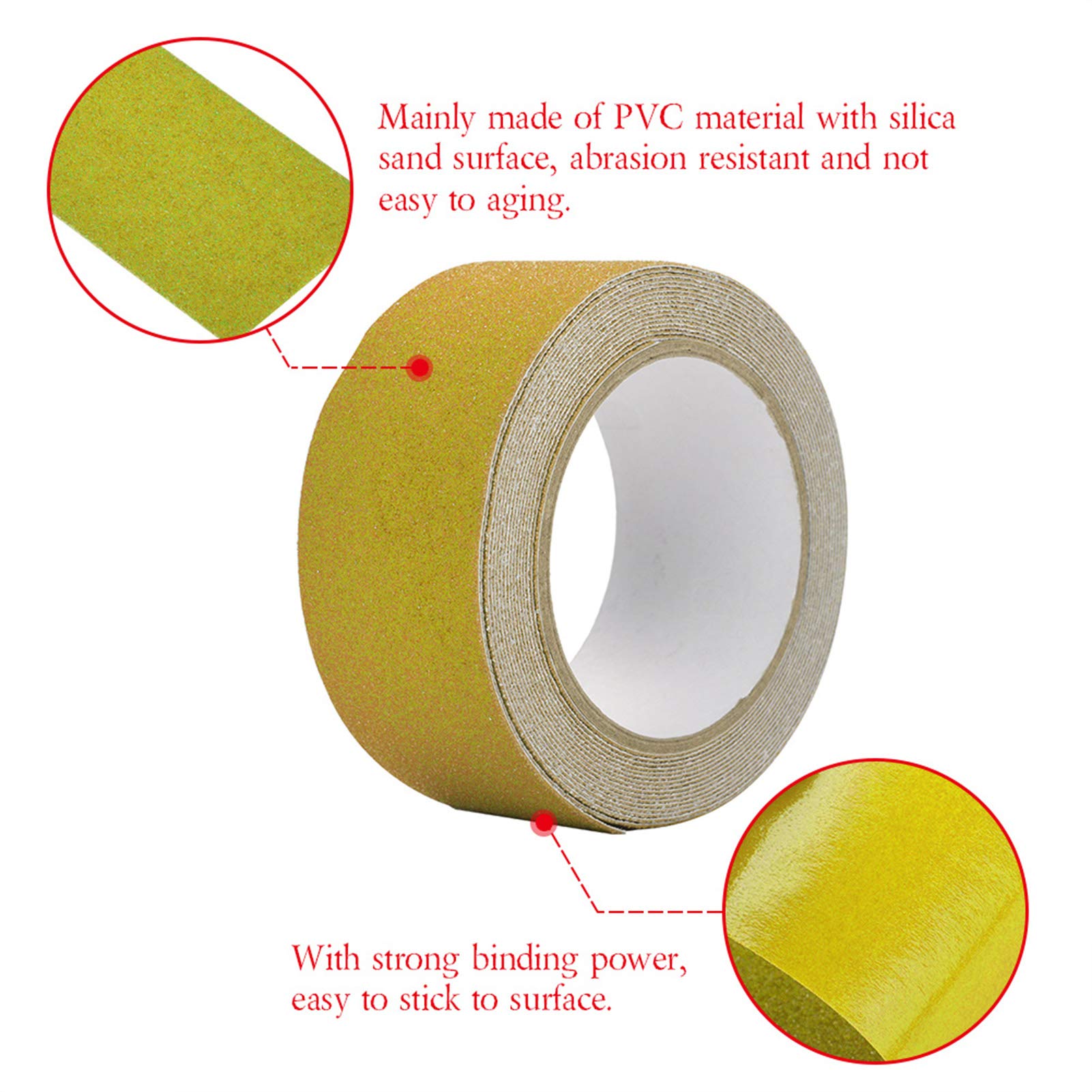 Uniwersalna taśma klejąca Taśma antypoślizgowa, kolorowa 5M * 5cm PCV, do dekoracji bezpieczeństwa na schodach(Yellow)