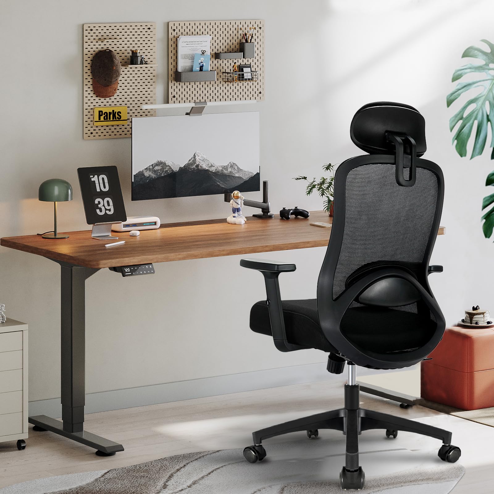Milacyee Silla Oficina, Silla Ergonomica Escritorio, Silla Ergonómica con Reposacabezas, Reposabrazos,90°-130° Bloqueable Respaldo,Ajuste de Altura,Silla de Escritorio Capacidad de Peso 150KG