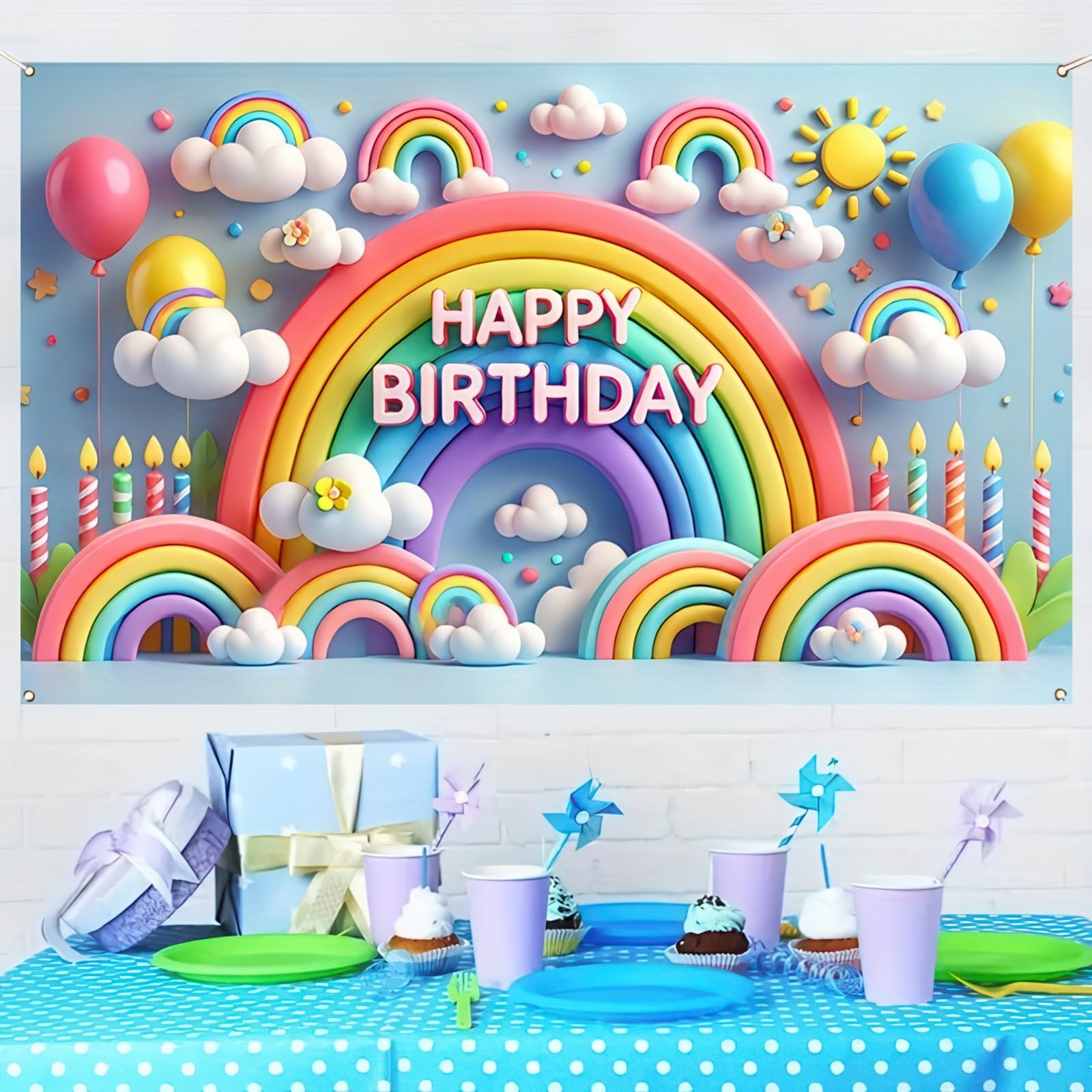 Amazon.com : Rainbow Birthday Decorations Rainbow Birthday Banner