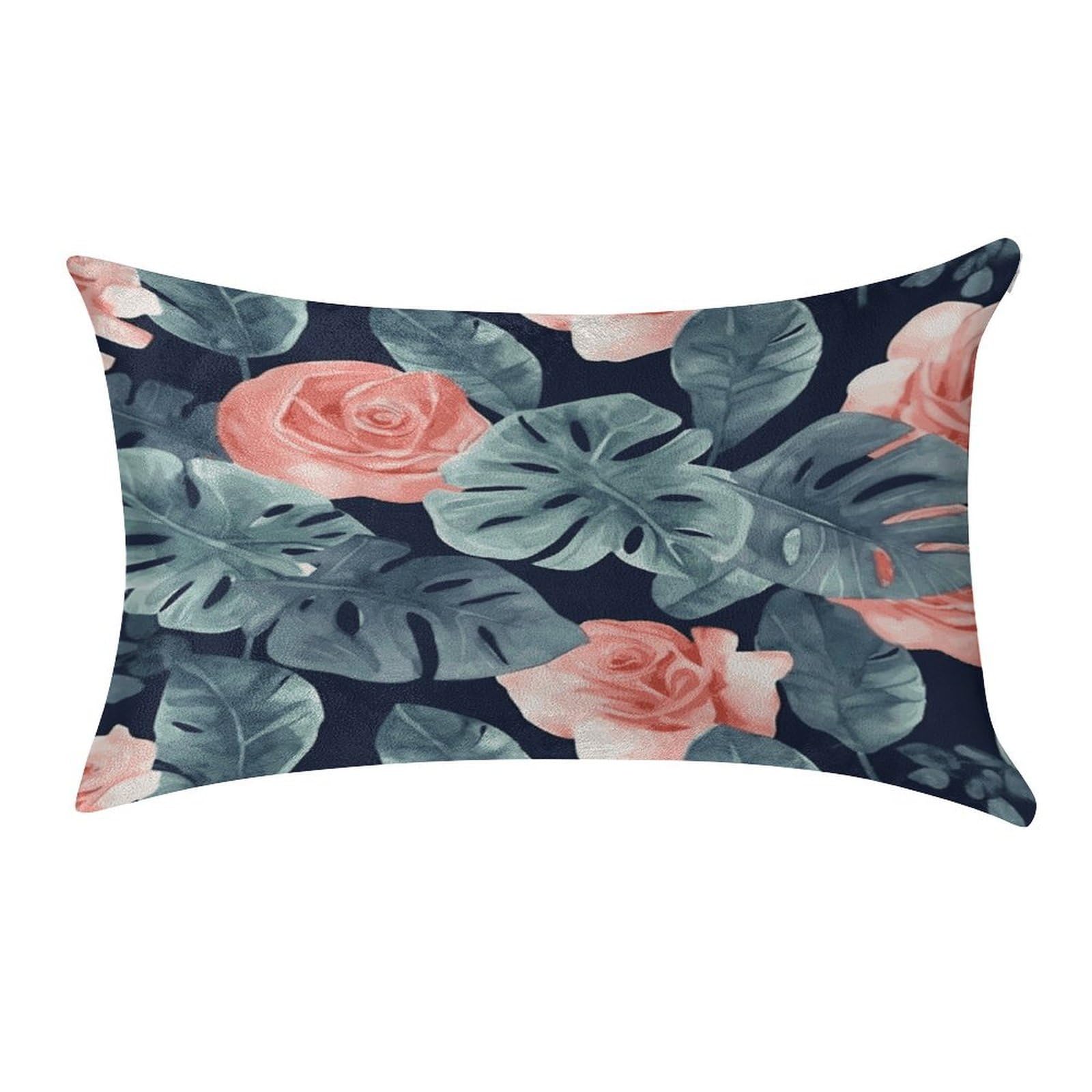 LDGSUPH Watercolor Monstera Pattern Velvet Throw Pillow Covers Cozy Pillow Shams Pillowcases Detachable Pillow Cases Soft Cushion Cover with Zipper for Sofa Car Bed Pillow Protectors 12 "×20 "