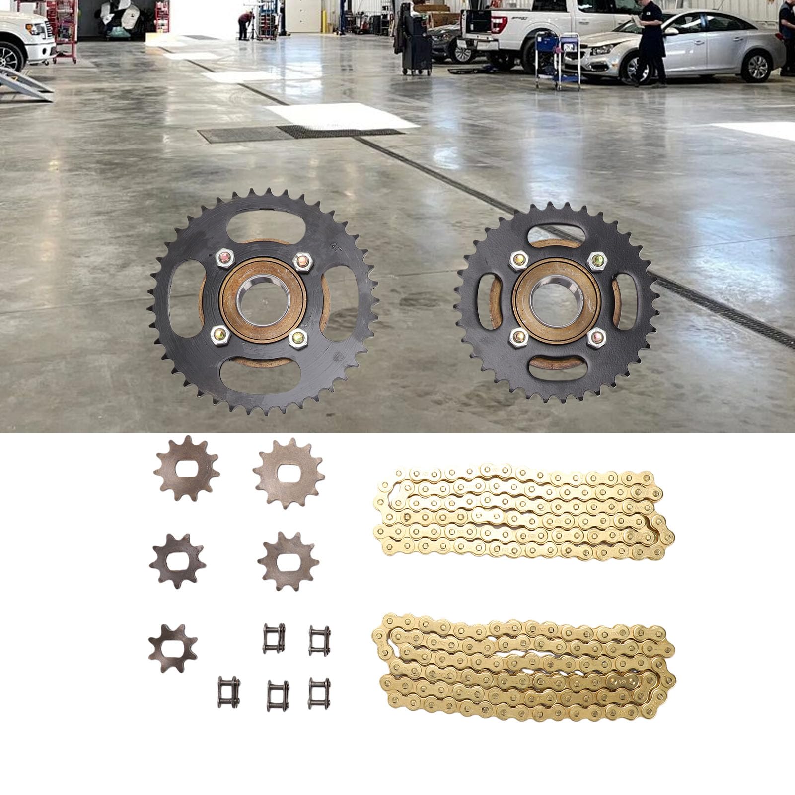 Akozon Zestaw Zębatek łańcucha 420, Metalowy Zestaw łańcuchów Mini Bike o Wysokiej Wytrzymałości 420 z Zębatkami 41T 36T i Małymi Zębatkami 8T 12T do Minirowerów ATV Gokart