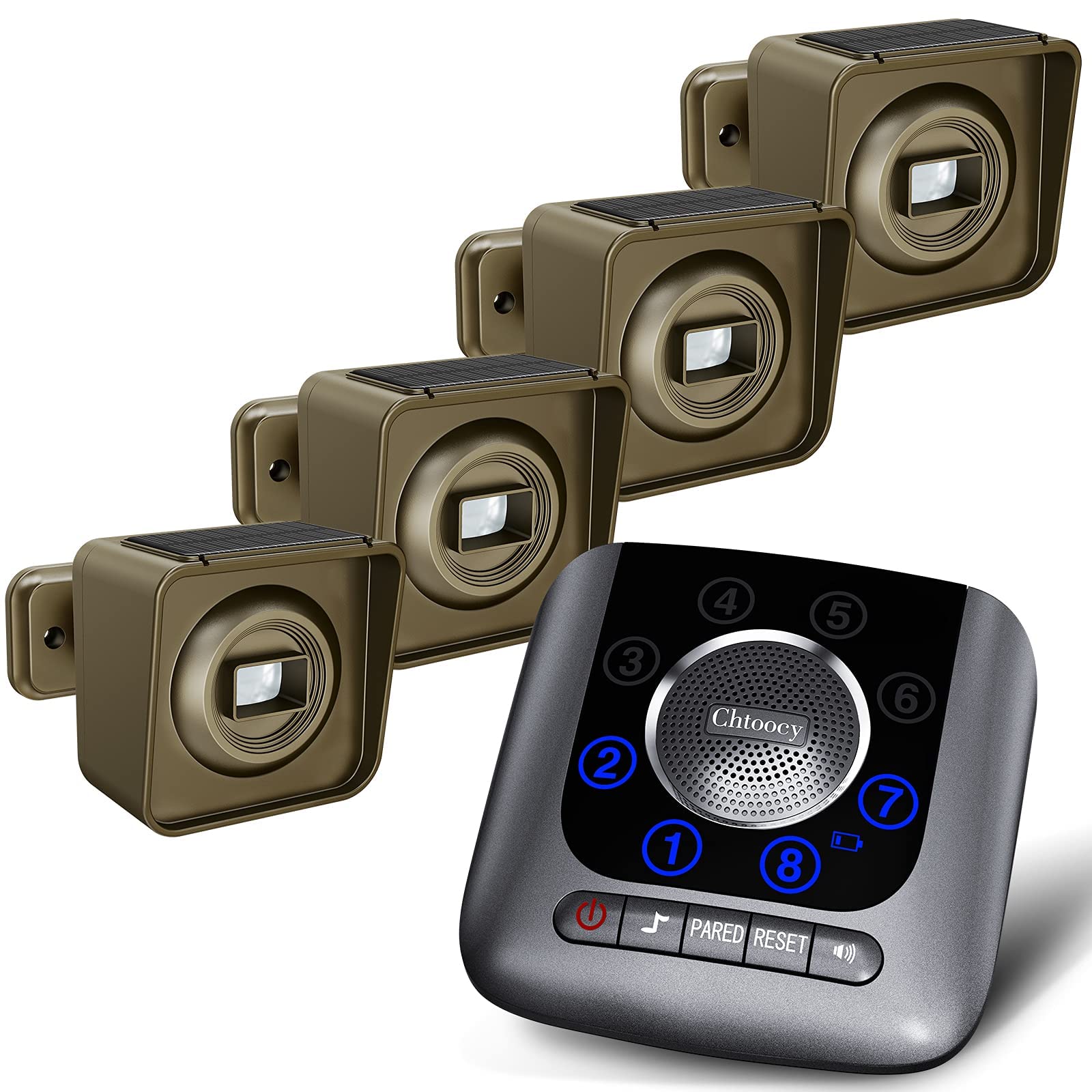 Solar Driveway Alarm Wireless Outside 1/2 Mile Long Range, 3 Sensitivity & Weatherproof for Outdoor/Indoor Property Security Alarm, Rechargeable Battery Expandable Motion Detector & Sensor