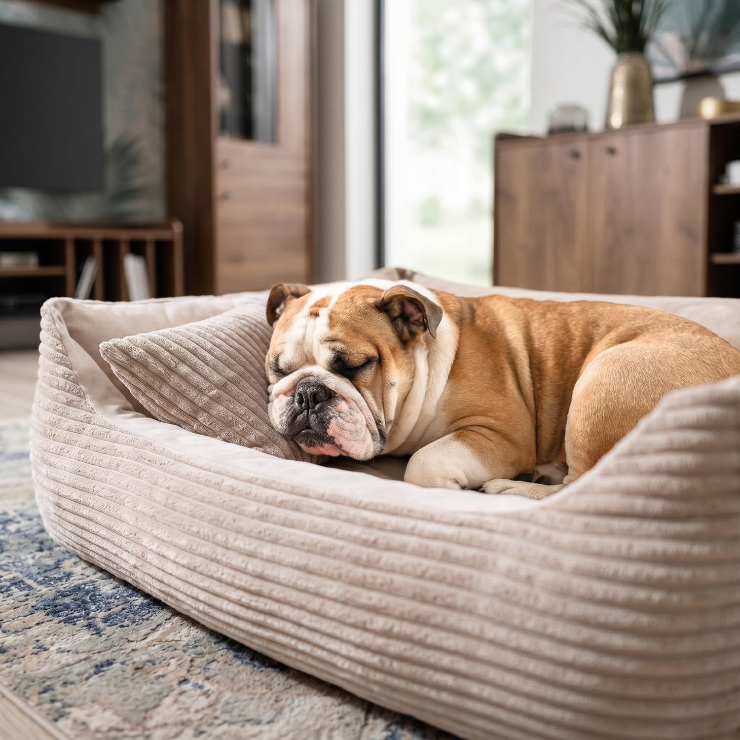 4L Textil Molly Cord Hundebett Hundekorb mittelgroße Hunde Hundekörbchen | Mit Bezug & Reißverschluss, Maschinenwaschbar