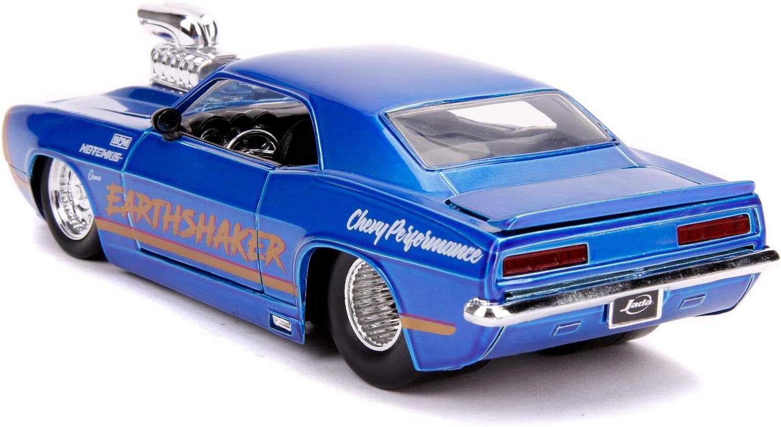 Jada Toys Bigtime Muscle 1:24 1969 Chevy Camaro Earthshaker Die-cast Car Candy Blue, Toys for Kids and Adults