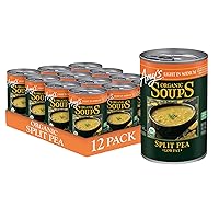 Vista 1 de Amy's Sopa, sopa vegana enlatada de guisantes partidos, ligera en sodio, sin gluten, hecha con verduras orgánicas, 14.1 onzas (paquete de 12)