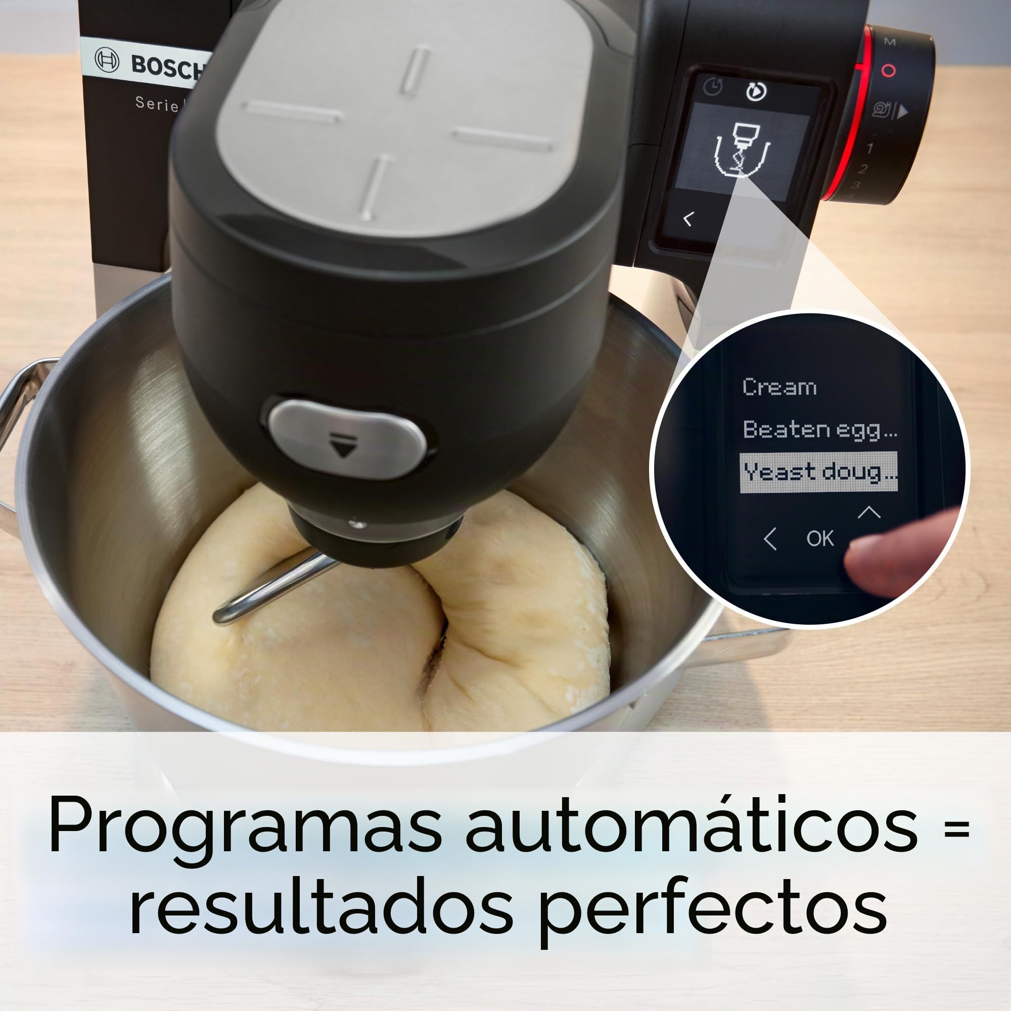 Bosch MUMS6ZS18 - Procesador de alimentos serie 6 2 cuencos de 5,5 l de acero inoxidable y plástico, escala integral, 7 programas automáticos, 7 modos, mezclador planetario, ganchos para amasar