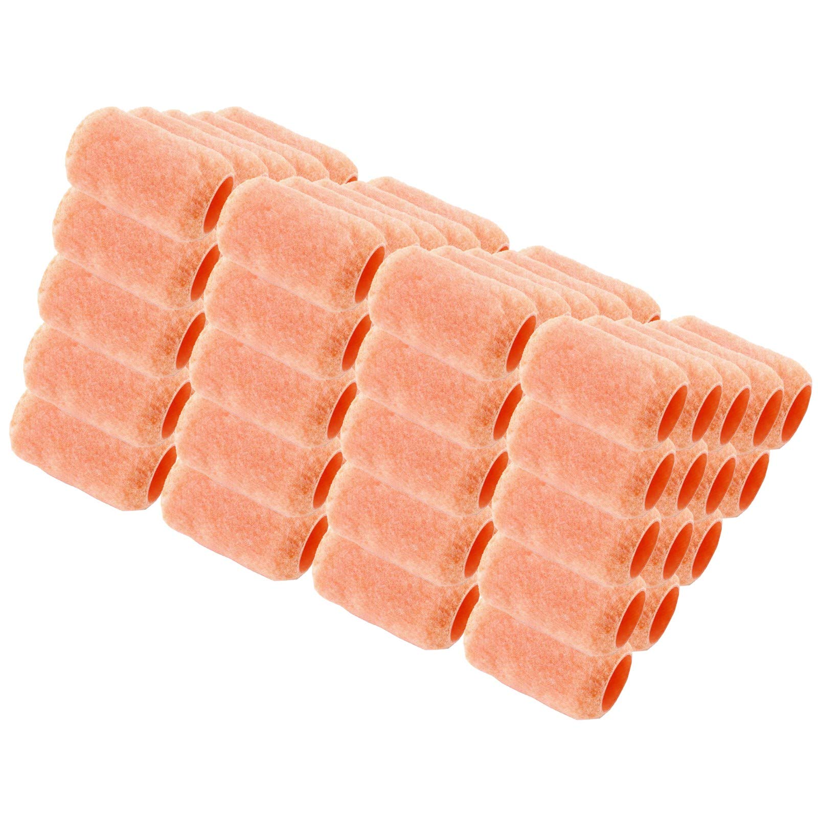 Wideskall Reusable Paint Roller Cover Refill 4" x 3/8" inch Nap Woven Polyester Washable PVC Plastic Core (Pack of 60)