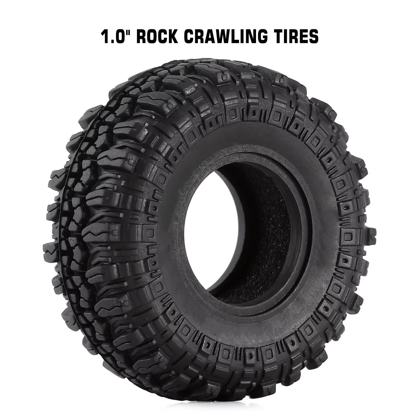para Axial para SCX24 para TRX4M para AX24 Neumáticos De Rueda Goma Suave 1,0 "56 * 22mm Terreno Rocoso para Coche Trepador Control Remoto 1/18 1/24 RC Coche NeumáTico Piezas