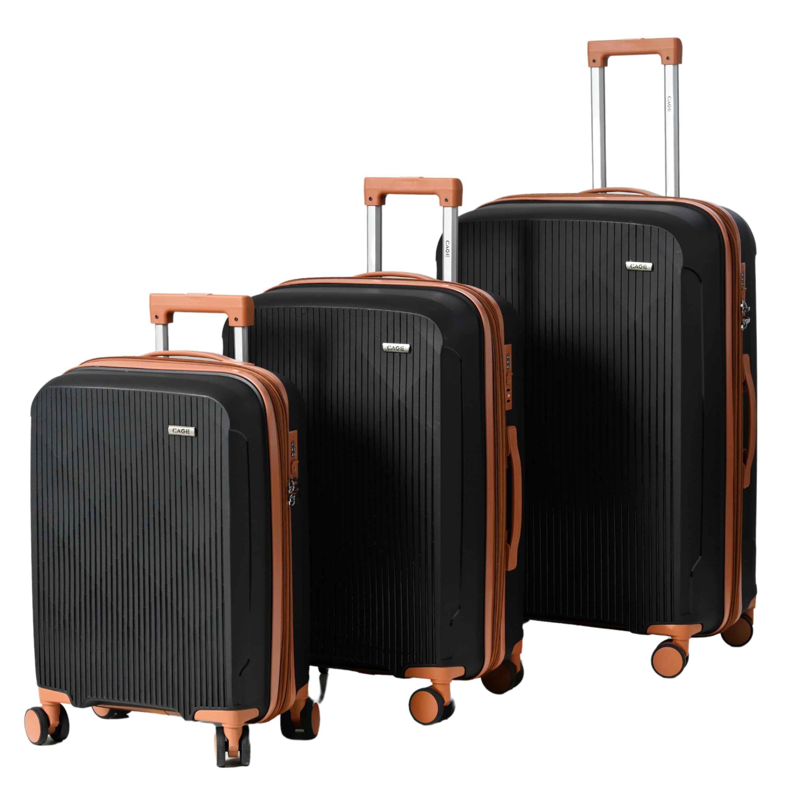 cage Luggage Set of 3 Trolley Bags for Travel, Polypropylene Hard Luggage Suitcase Set with 8 Spinner Wheels, Cabin, Medium & Large Travel Luggage, Clay Carbon (55 cm/66 cm/77 cm)-picture-23